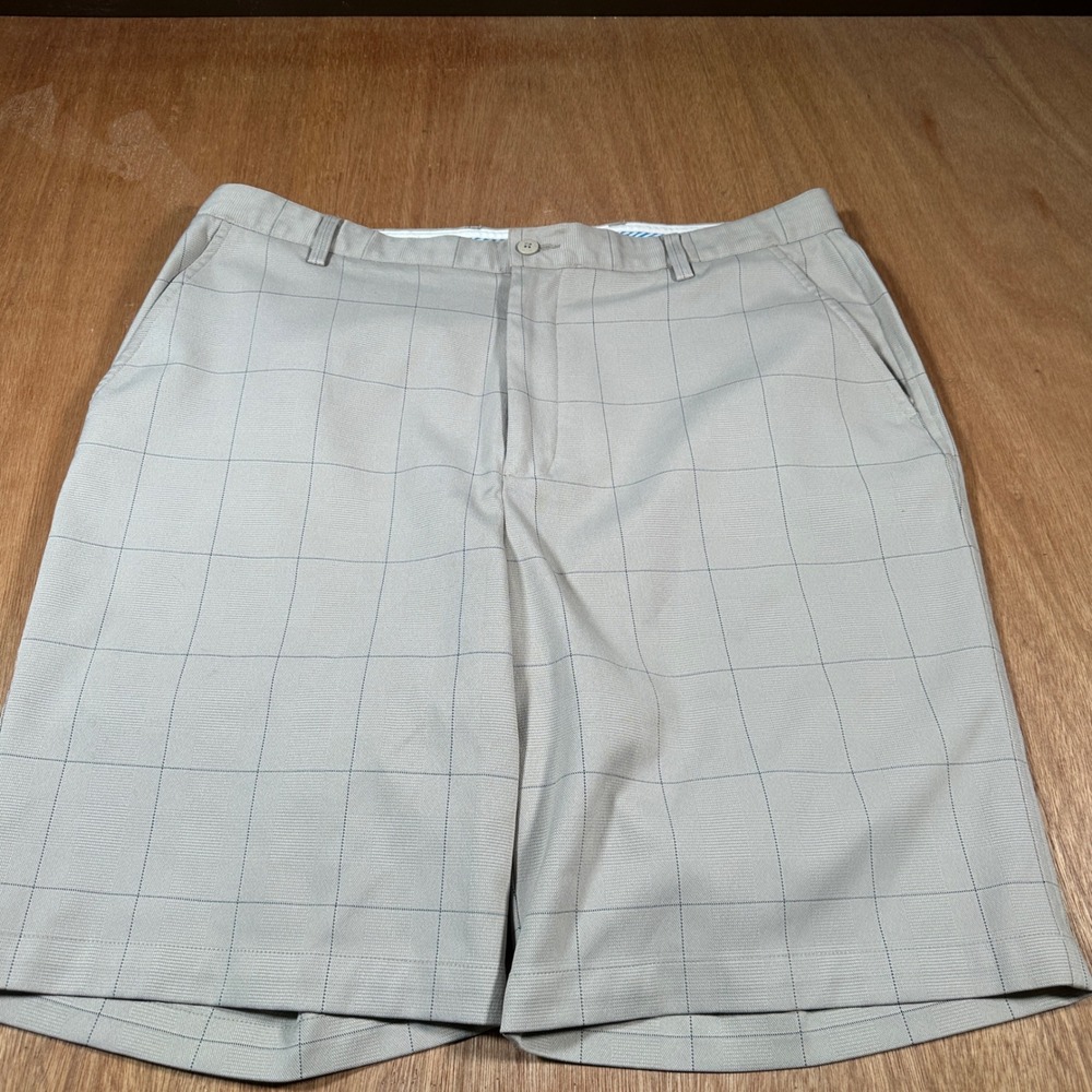 FootJoy Golf Shorts Men 38 Grey Blue Windowpane Plaid Performance Stretch
